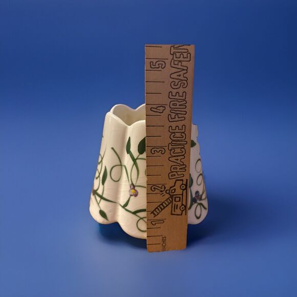 Home Interiors Small Candle Lamp Shade Jar Topper Floral Vines & Scalloped Edge - Picture 6 of 8